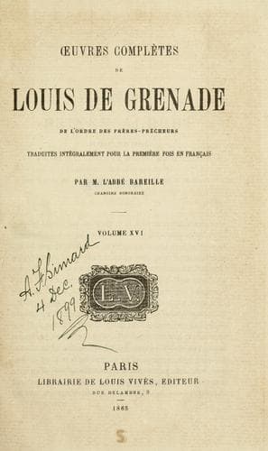 Tapa de Œuvres complètes de Louis de Grenade