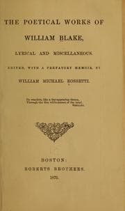 Tapa de The poetical works of William Blake, lyrical ad miscellaneous