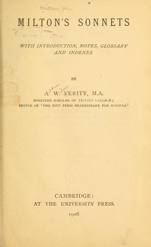Tapa de Milton's sonnets