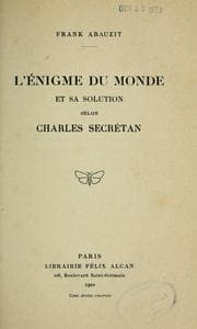 Tapa de L'énigme du monde et sa solution selon Charles Secrétan