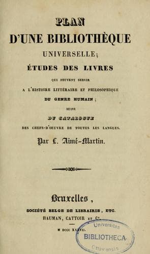Tapa de Plan d'une bibliothèque universelle