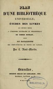 Tapa de Plan d'une bibliothèque universelle