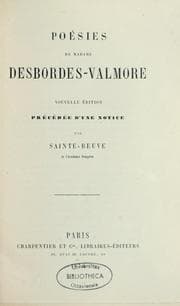 Tapa de Poésies de Madame Desbordes-Valmore