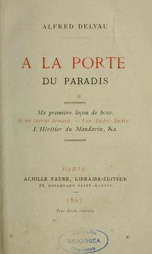Tapa de A la porte du paradis