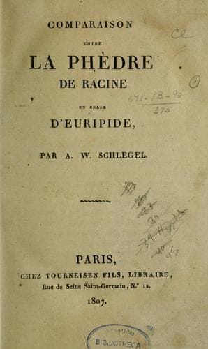 Tapa de Comparaison entre la Phèdre de Racine et celle d'Euripide