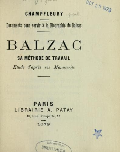 Tapa de Balzac