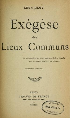Tapa de Exégèse des lieux communs