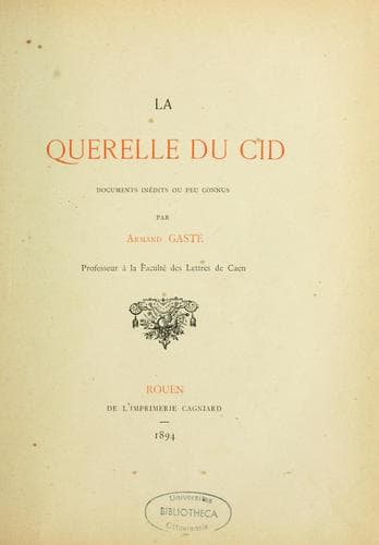 Tapa de La querelle du Cid