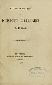 Tapa de Études de critique et d'histoire littéraire