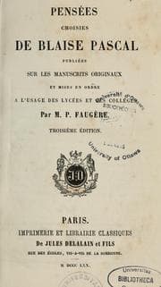 Tapa de Pensées choisies de Blaise Pascal
