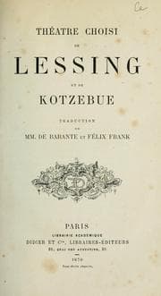Tapa de Théâtre choisi de Lessing et de Kotzebue