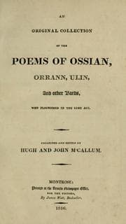Tapa de An original collection of the poems of Ossian, Orrann, Ulin, and other bards, who flourished in the same age