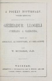 Tapa de A pocket dictionary, Welsh-English =