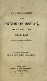 Tapa de An original collection of the poems of Ossian, Orrann, Ulin, and other bards, who flourished in the same age