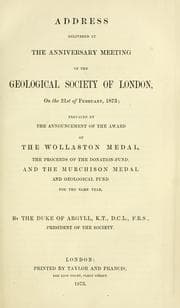 Tapa de Address delivered at the anniversary meeting of the Geological Society of London, on the 21st of February, 1873