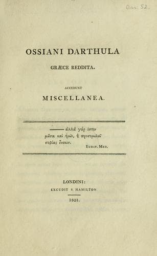 Tapa de Ossiani darthula graece reddita