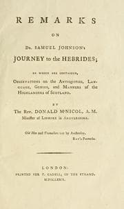Tapa de Remarks on Dr. Samuel Johnson's Journey to the Hebrides