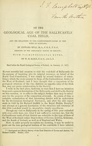 Tapa de On the geological age of the Ballycastle coal field, and its relations to the carboniferous rocks of the west of Scotland