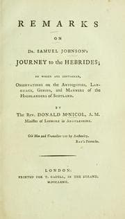 Tapa de Remarks on Dr. Samuel Johnson's Journey to the Hebrides
