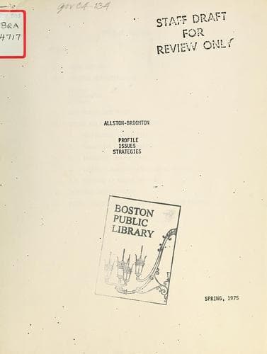 Tapa de Allston / brighton: profiles, issues, strategies