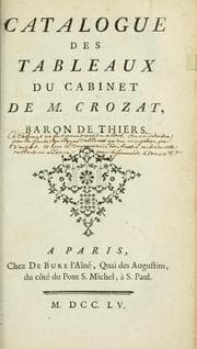 Tapa de Catalogue des tableaux du cabinet de M. Crozat, baron de Thiers