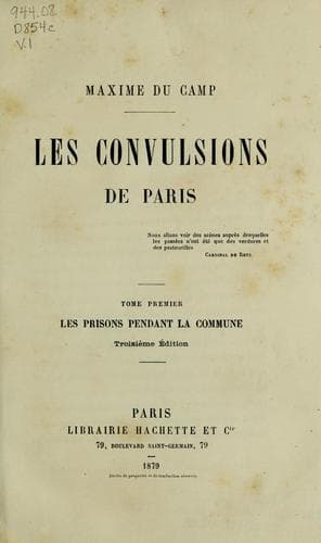 Tapa de Les convulsions de Paris