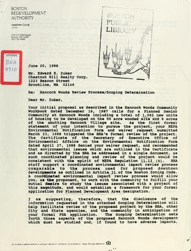 Tapa de [ letter dated 20 June 1988 ]