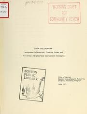 Tapa de South cove / chinatown: background information, planning issues and preliminary neighborhood improvement strategies. (draft)