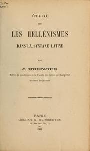 Tapa de Étude sur les Hellénismes dans la syntaxe latine
