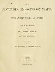 Tapa de Die pantopoden des golfes von Neapel und der angrenzenden meeres abschnitte