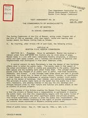 Tapa de Text amendment application no. 109, Boston redevelopment, Boston civic design commission: text amendment no. 84, the commonwealth of Massachusetts, city of Boston in zoning commission