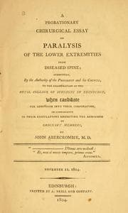 Tapa de A probationary chirurgical essay on paralysis of the lower extremities from diseased spine