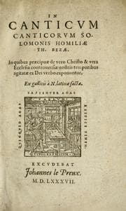 Tapa de In Canticvm Canticorvm Solomonis homiliae Th. Bezae