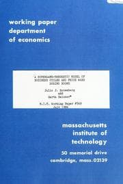Tapa de A supergame-theoretic model of business cycles and price wars during booms
