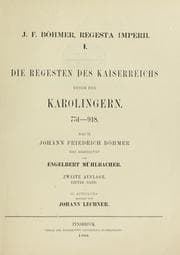 Tapa de Die Regesten des Kaiserreichs unter den Karolingern, 751-918