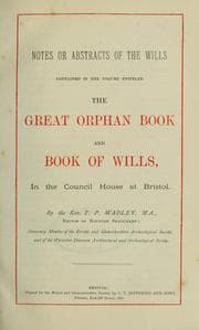 Tapa de Notes or abstracts of the wills contained in the volume entitled the Great orphan book and Book of wills