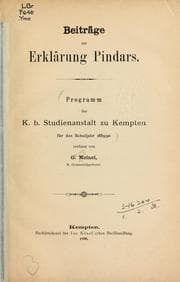 Tapa de Beiträge zur Erklärung Pindars