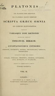 Tapa de Platonis et gue vel Platonis isse feruntier vel Platonica solent comitari Scripta Graece Omnia ad codices manuscriptos receusuit variasgue inde Lectiones [2/11]