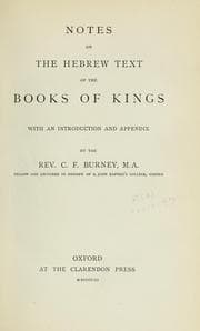 Tapa de Notes on the Hebrew text of the books of Kings