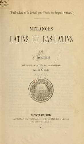 Tapa de Mélanges Latins et Bas-Latins