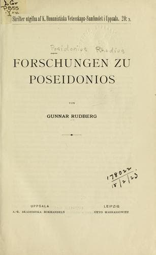 Tapa de Forschungen zu Poseidonios