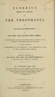 Tapa de Eusebius, bishop of Cæsarea, on the Theophanīa or divine manifestation of our Lord and Saviour Jesus Christ