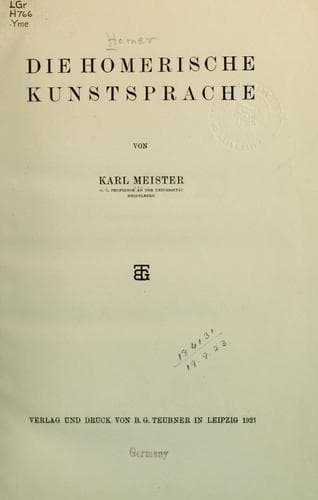 Tapa de Die homerische Kunstsprache