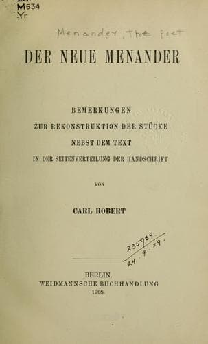 Tapa de Der neue Menander
