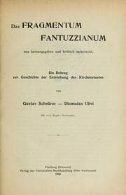 Tapa de Das Fragmentum Fantuzzianum neu herausgegeben und kritisch Untersucht