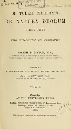 Tapa de De natura deorum, libri tres