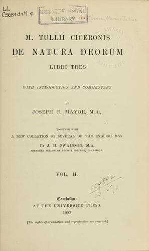 Tapa de De natura deorum, libri tres