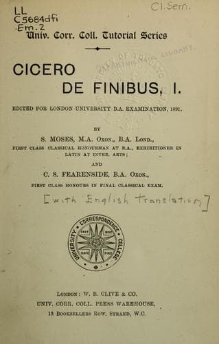 Tapa de De finibus, I
