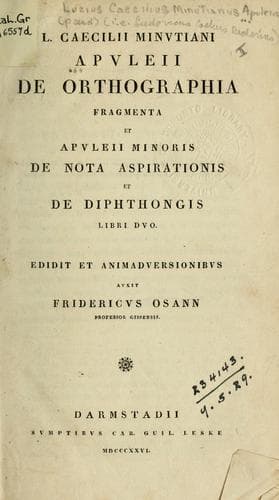 Tapa de De orthographia fragmenta