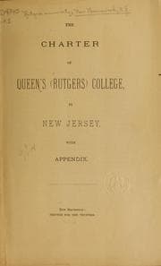 Tapa de The charter of Queen's (Rutgers) college, in New Jersey